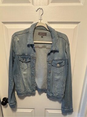 Just USA Light Wash Distressed Denim Jacket - Pale Blue
